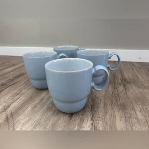 Denby Everyday Stackable Mugs light Blue Ceramic Coffee tea Mug Set of 4